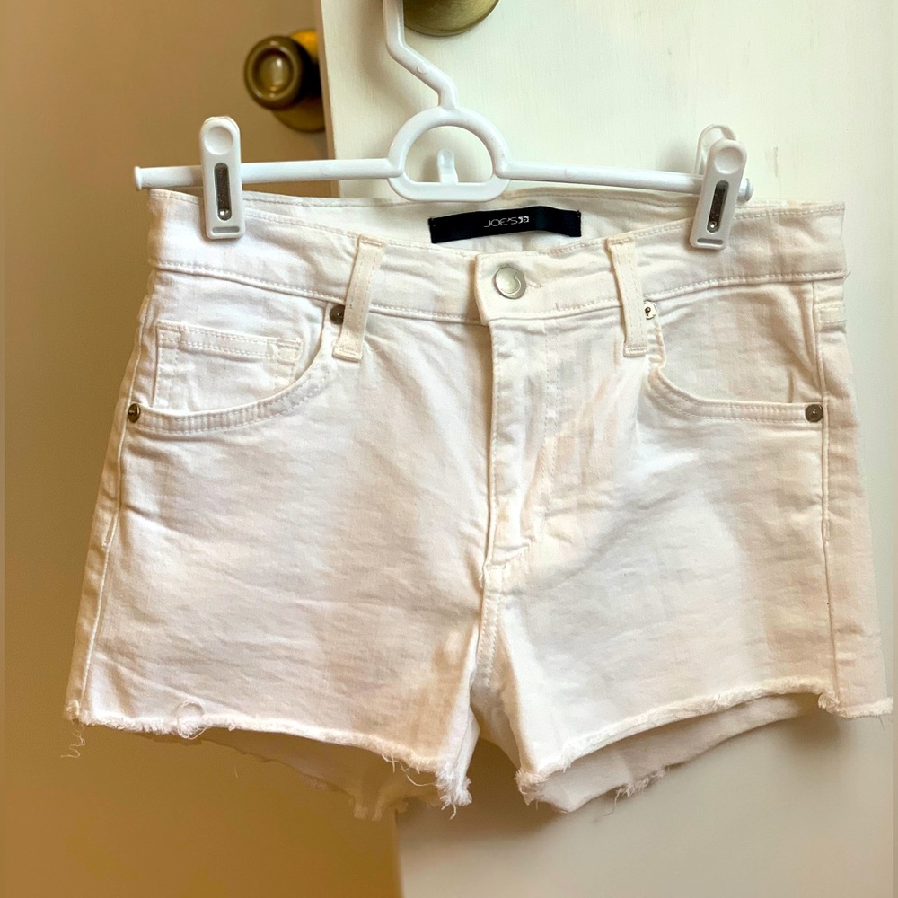 Joe’s Jeans White Denim Cutoff Shorts, Women’s Size 26, Semi-fitted with stretch